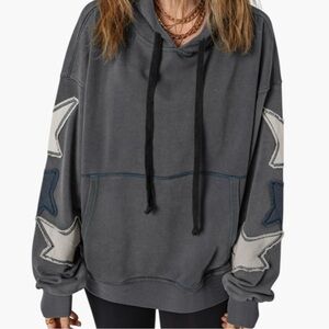 5214. Gray Star Patterned Women's Hoodie